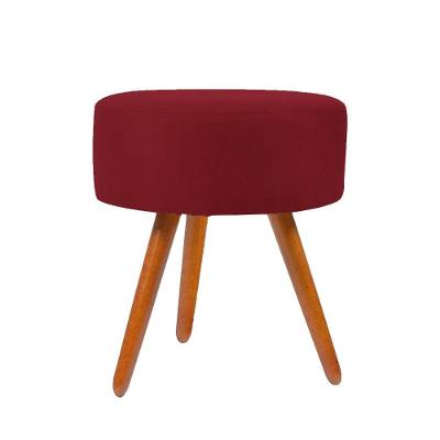 Puff Para Sala Redondo Pé Palito Suede marsala