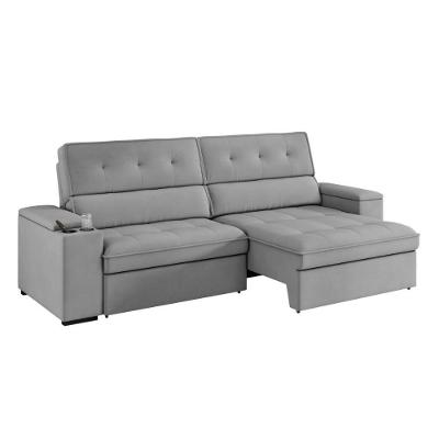 Sofá 3 Lugares Retrátil E Reclinável 230cm Multimóveis Cr45243 Cinza Cinza