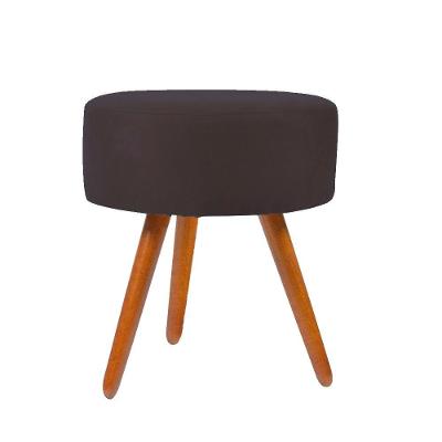 Puf, Puff Para Sala Redondo Pé Palito Suede Cinza