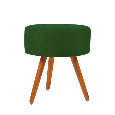 Puff Para Sala Redondo Pé Palito Suede verde
