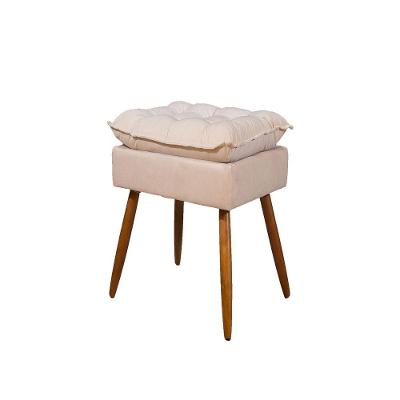 Puff Decorativo Pés Palito Opala Sala Balaqui Decor Cor:bege