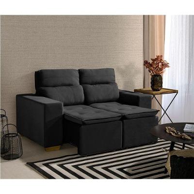 Sofá 2 Lugares 150cm Com Molas, Retrátil E Reclinável Preto