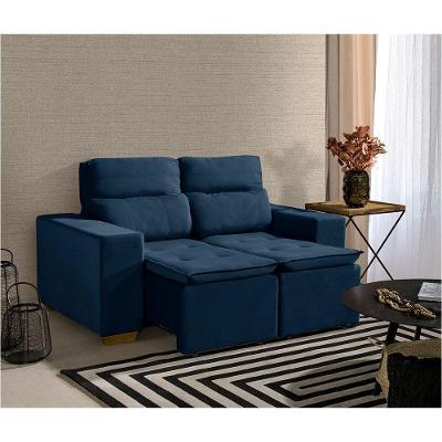 Sofá 2 Lugares 150cm Com Molas, Retrátil E Reclinável Azul