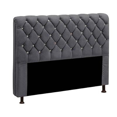 Cabeceira Estofada Fernanda 140 Cm Casal Veludo Cinza Chumbo Speciale Home Cinza
