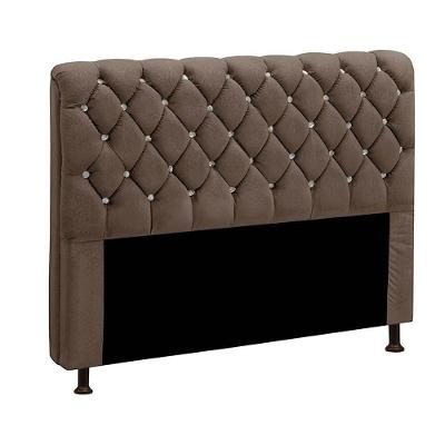 Cabeceira Estofada Fernanda 140 Cm Casal Veludo Marrom Chocolate Speciale Home Marrom