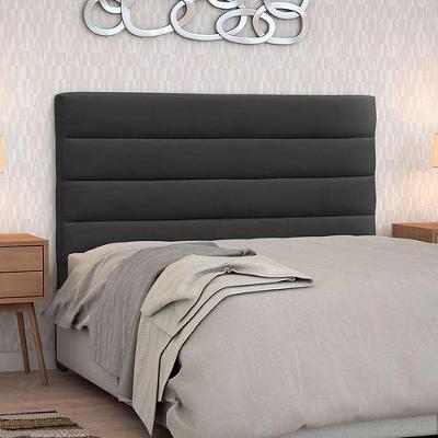 Cabeceira Solteiro Estofada Berlim Suede Preto -m&f Decor