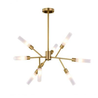Pendente Lviv Metal Ouro 9 Lâmpadas G9 Tupiara E Haste 48Cm Única Único