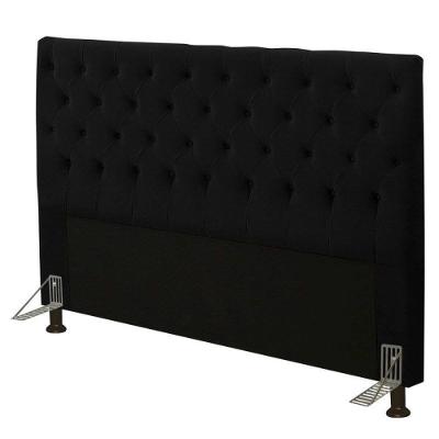 Cabeceira Cristal 90 Cm Cama Box Solteiro Suede Preto