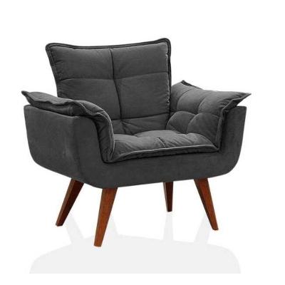 Poltrona Decorativa Opala Sala De Estar Suede Grafite