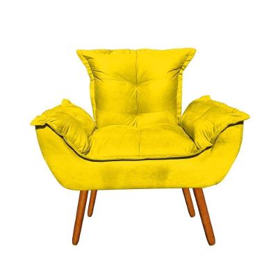 Poltrona Decorativa Opala Sala De Estar Suede Amarelo