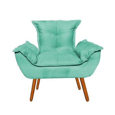 Poltrona Decorativa Opala Sala De Estar Suede Azul Turquesa