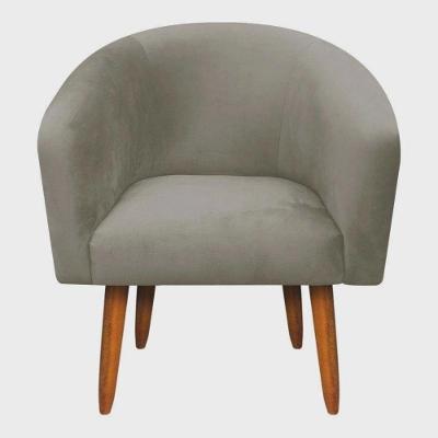 Poltrona Decorativa Stella Em Suede Com Pés Palito
