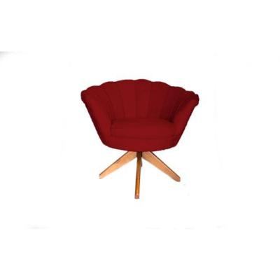 Poltrona Decorativa Pétala Suede Com Base Giratória Madeira