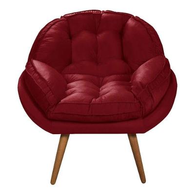 Poltrona Decorativa Flórida Em Tecido Suede Pés Madeira