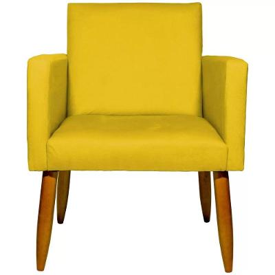 Poltrona Decorativa Nina Sala E Escritório Suede Amarelo