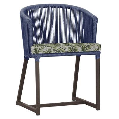 Cadeira De Jantar Noronha Alumínio Marrom E5 Trama Original Azul