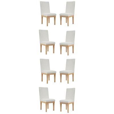Kit 8 Cadeiras Estofadas Reforçada Para Sala De Jantar Linho Cor:linho Bege