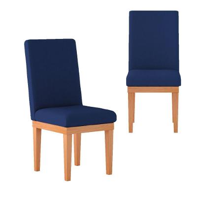 Kit 2 Cadeiras Estofadas Para Mesa De Jantar - Balaqui Decor Cor:azul Marinho