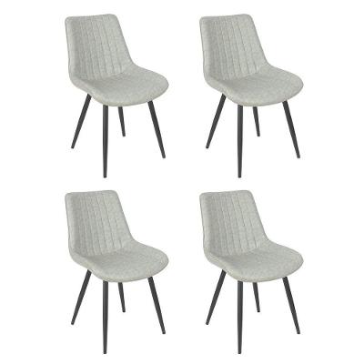 Kit 4 Cadeiras Estofadas Design Industrial Chicago Cinza Claro