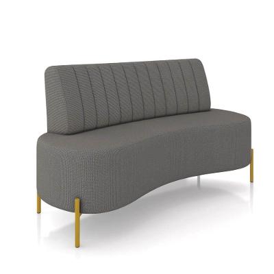 Sofá 2 Lugares Living 135cm Pé Ferro Dourado Maraú Linho Grafite K01 - D\'rossi