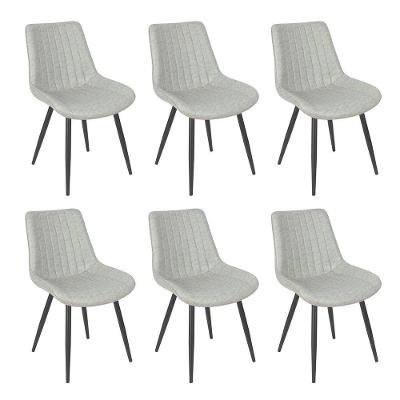 Kit 6 Cadeiras Estofadas Design Industrial Chicago Cinza Claro
