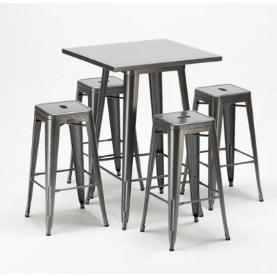 Mesa Alta Bistrô De Bar + 4 Banquetas Altas Iron Tolix