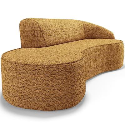 Sofá 3 Lugares Curvo Living Firenze Direito D02 Prime Bouclê Mostarda 210cm Pb-03