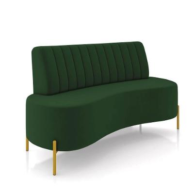 Sofá 2 Lugares Living 135cm Pé Ferro Dourado Maraú Veludo Verde K01 - D\'rossi