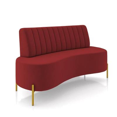 Sofá 2 Lugares Living 135cm Pé Ferro Dourado Maraú Veludo Vermelho K01 - D\'rossi
