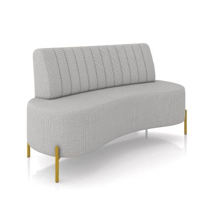 Sofá 2 Lugares Living 135cm Pé Ferro Dourado Maraú Linho Cinza K01 - D\'rossi