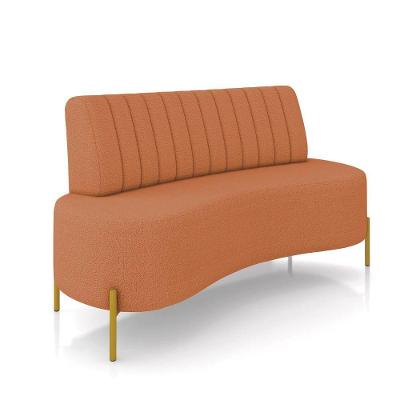 Sofá 2 Lugares Living 135cm Pé Ferro Dourado Maraú Bouclê Mostarda K01 - D\'rossi