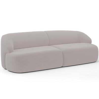 Sofá 3 Lugares Curvo Orgânico Living 250cm Barolo L06 Veludo Grafite