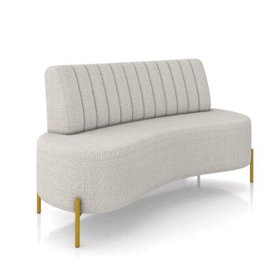 Sofá 2 Lugares Living 135cm Pé Ferro Dourado Maraú Bouclê Cinza C K01 - D\'rossi