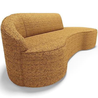 Sofá 4 Lugares Curvo Living Firenze Esquerdo D02 Prime Bouclê Mostarda 260cm Pb-03