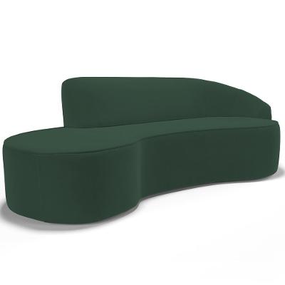 Sofá 4 Lugares Curvo Living Firenze Direito D02 Veludo Verde Musgo 280cm C-303 - Lyam