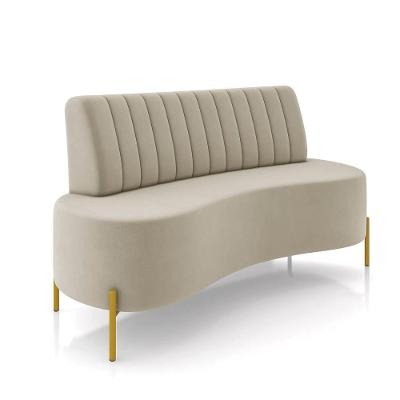Sofá 2 Lugares Living 135cm Pé Ferro Dourado Maraú Veludo Bege K01 - D\'rossi