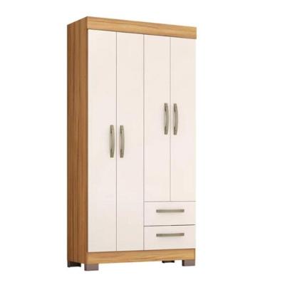 Guarda Roupa Solteiro Nt6010 4 Portas E 2 Gavetas Com Pés Freijo Trend Com Off White