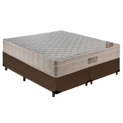 Cama Box Queen Bipartido Suede + Colchão Ortobom Airtech Molas Ensacadas 65x158x198 Cor:marrom