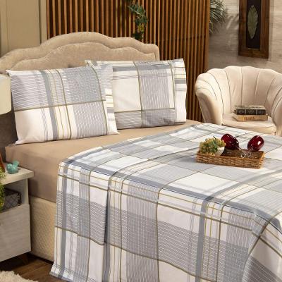 Jogo De Cama Estampado Ravena Caqui Queen 04 Peças