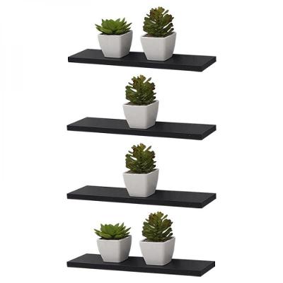 Kit 4 Prateleiras 40 X 10cm Preta Suporte Invisível