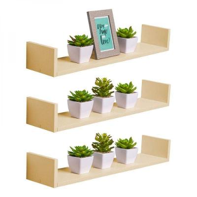 Kit 3 Prateleiras U 70 X 20cm Bege Claro Suporte Invisível
