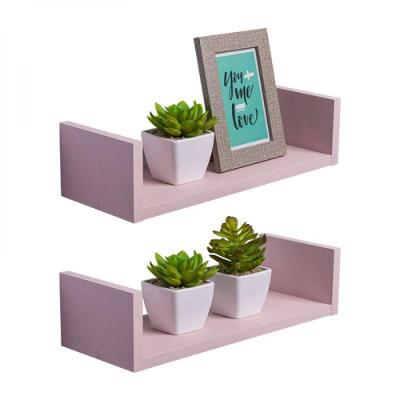 Kit 2 Prateleiras U 30 x 15cm Rosa Claro Invisível