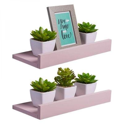 Kit 2 Prateleiras Porta Quadros 50 X 15cm Rosa Claro