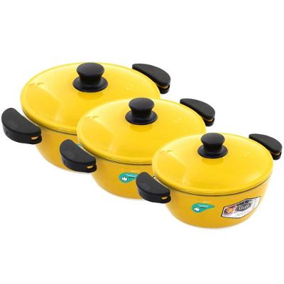 Kit Panelas Gulê Alumínio 900ml 1,45l 1,75l 3 Peças Amarelo.