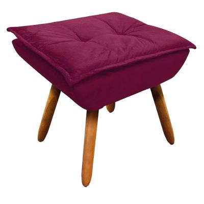Puff Decorativo Sala De Estar Pés Palito Opla Suede Vinho - Ibiza