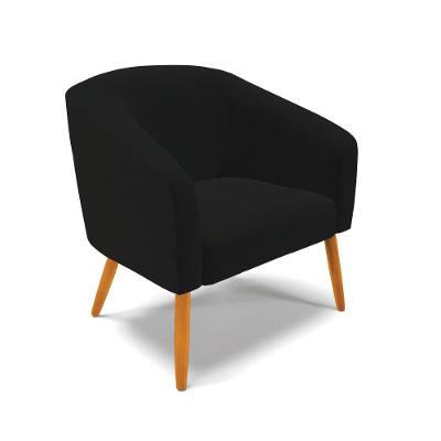 Poltrona Linho Pés Palito Castanho Cor A79 Preto