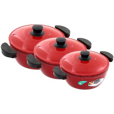 Kit Panelas Gulê Alumínio 900ml 1,45l 1,75l 3 Peças Vermelho