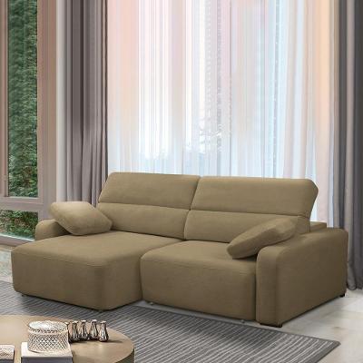 Sofá Decorativo Sala De Estar ícaro 3 Lugares 240cm Reclinável E Retrátil Bouclê Castor