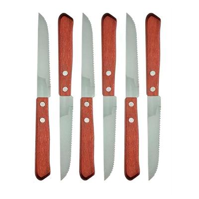 Conjunto 6pçs Facas Cabo Madeira Aço Inoxidável Churrasco