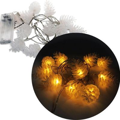 Cordão Luminoso 10 Pinhas Leds Enfeite Amarelo 1,80 Metros